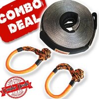 Carbon Offroad 20M 8T Winch Extension Strap And 2 X Soft Shackle Combo Deal CW-COMBO-8TWES-MFSS