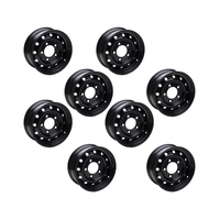 Wolf Steel Rims 16" BLACK Heavy Duty SET OF 8 Rims for Land Rover Puma/TD5/Perentie ANR4583PM