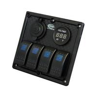 Baintech 12V/24V 4 Way Switch Panel w/ Blue LED & Marine Grade Socket BTSWITCH4