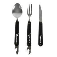 3PK Foldable Camping Cutlery With Oxford Bag Black CLR CA1004