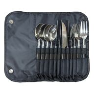 12PCE S/S Cutlery Set With Roll Up Travel Pouch CA1031
