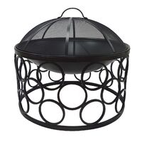 Outdoor Fire Pit Round With Cover Black Clr Iron 58X51Cm Wildtrak CA6083