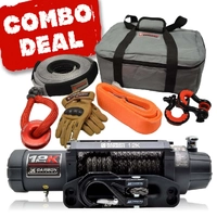 Carbon Offroad V.3 12000lb Winch Black Hook And Recovery Combo Deal CW-12KV3-COMBO2