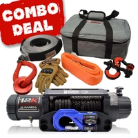 Carbon Offroad V.3 12000lb Winch Blue Hook And Recovery Combo Deal CW-12KV3B-COMBO2