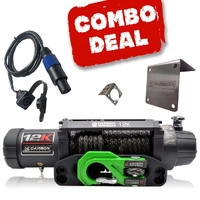 Carbon Offroad 12K V.3 12000lb Winch Green Hook Installers Combo Deal CW-12KV3G-COMBO1