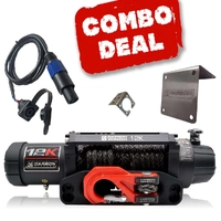 Carbon Offroad 12K V.3 12000lb Winch Red Hook Installers Combo Deal CW-12KV3R-COMBO1