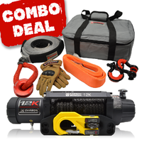 Carbon Offroad V.3 12000lb Winch Yellow Hook And Recovery Combo Deal CW-12KV3Y-COMBO2