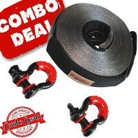 Carbon Offroad 20M 8T Winch Extension Strap And 2 X Bow Shackle Combo Deal CW-COMBO-8TWES-SHAK45