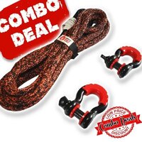 Carbon Offroad 4M 14000Kg Bridle Recovery Rope And 2 X Bow Shackle Combo Deal CW-COMBO-HT0054-SHAK45