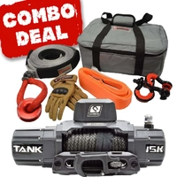 Carbon Offroad Tank 15000lb 4X4 Winch Kit Ip68 12V And Recovery Combo Deal CW-TK15-COMBO2