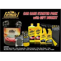 Formula 1 Car Care Gift Pack Wash Wax Glass Interior Sponges Clothes Pads Bucket