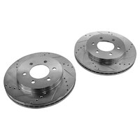 Brake Rotors FRONT VENTED Disc Brake PAIR X Drilled Grooved RR P38 NTC8780CDG