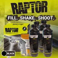 BLACK U-POL RAPTOR Bed Liner Tough Protective Coating 4L 2 Pack Kit + SPRAY GUN