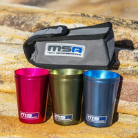 MSA 4X4 Travel Cup Set of 6 Aluminium Large Camping Cups TC6