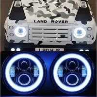 TUFF ROK H4 LED Halo Headlights High/Low Beam 7" Round (Pair) Jeep Patrol Defender